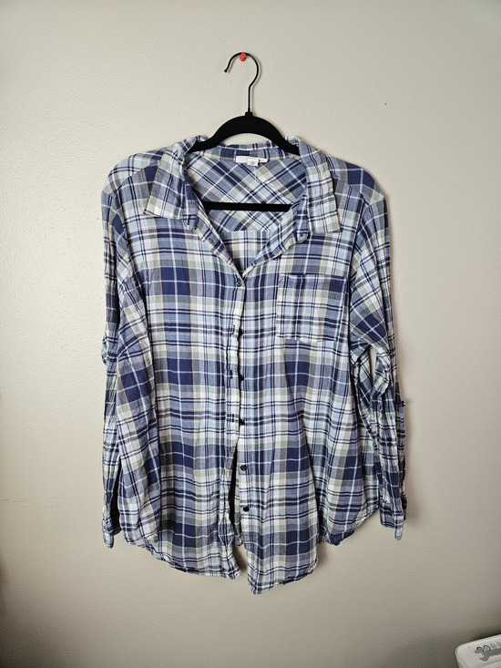 Westport Tops - Westport Blue and White Plaid Button-Down Shirt